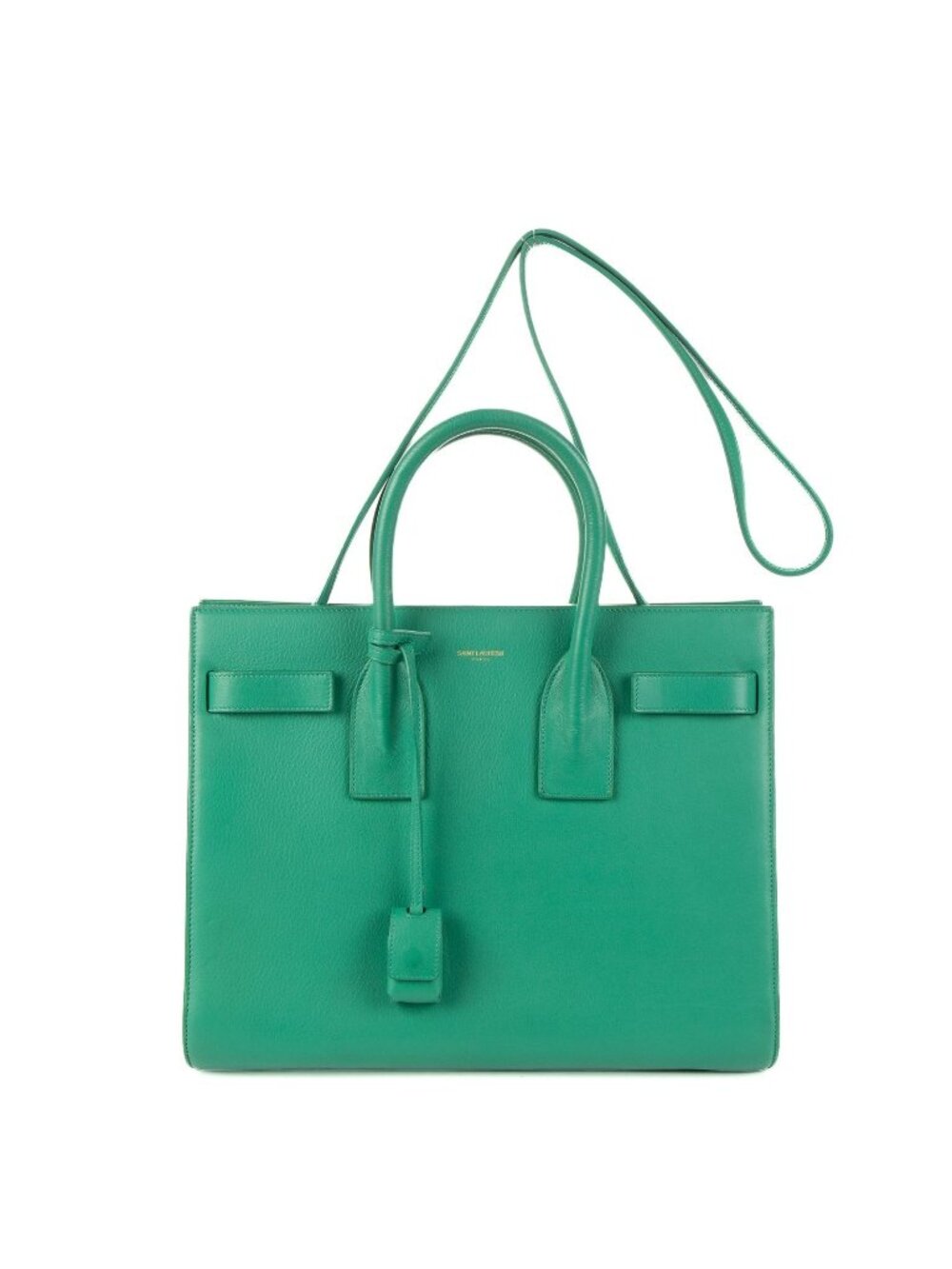 Saint Laurent Sac de Jour Green Spike Calfskin Leather Handbag